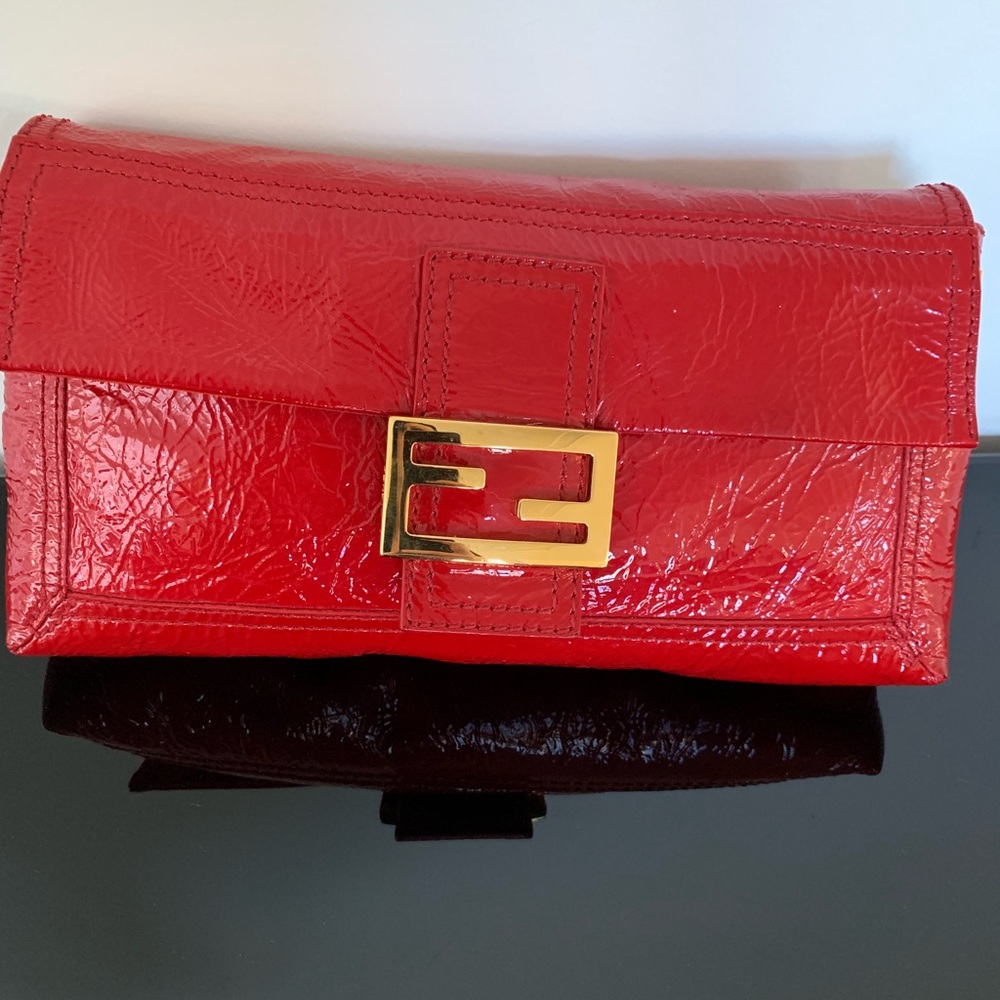 Fendi red clutch